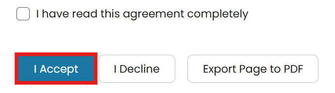 Data Subject Consent Form checkbox and I Accept button