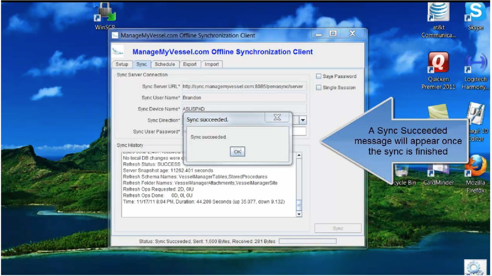 Sync client showing Sync Succeeded